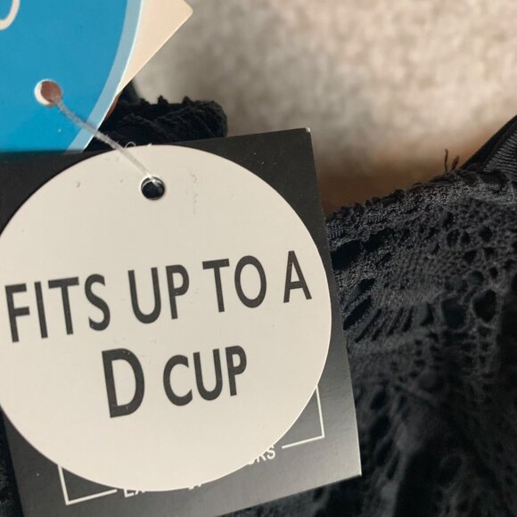 Swim Solutions Women's Tummy Control Flyaway Black Crochet Swimdress Size 10 NWT - Picture 7 of 11